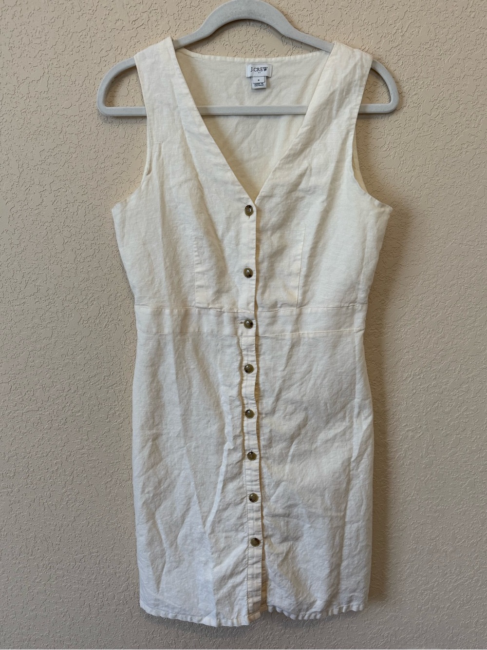 J.Crew Factory Button-Front Linen-Cotton Blend Dress, Size 8